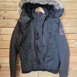 Noize Weather Gear Faux Fur Winter Jacket Black Pink Womens Medium
